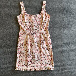 Moda International Y2K Stretch Cotton Sleeveless Sun Dress White Red Flowers